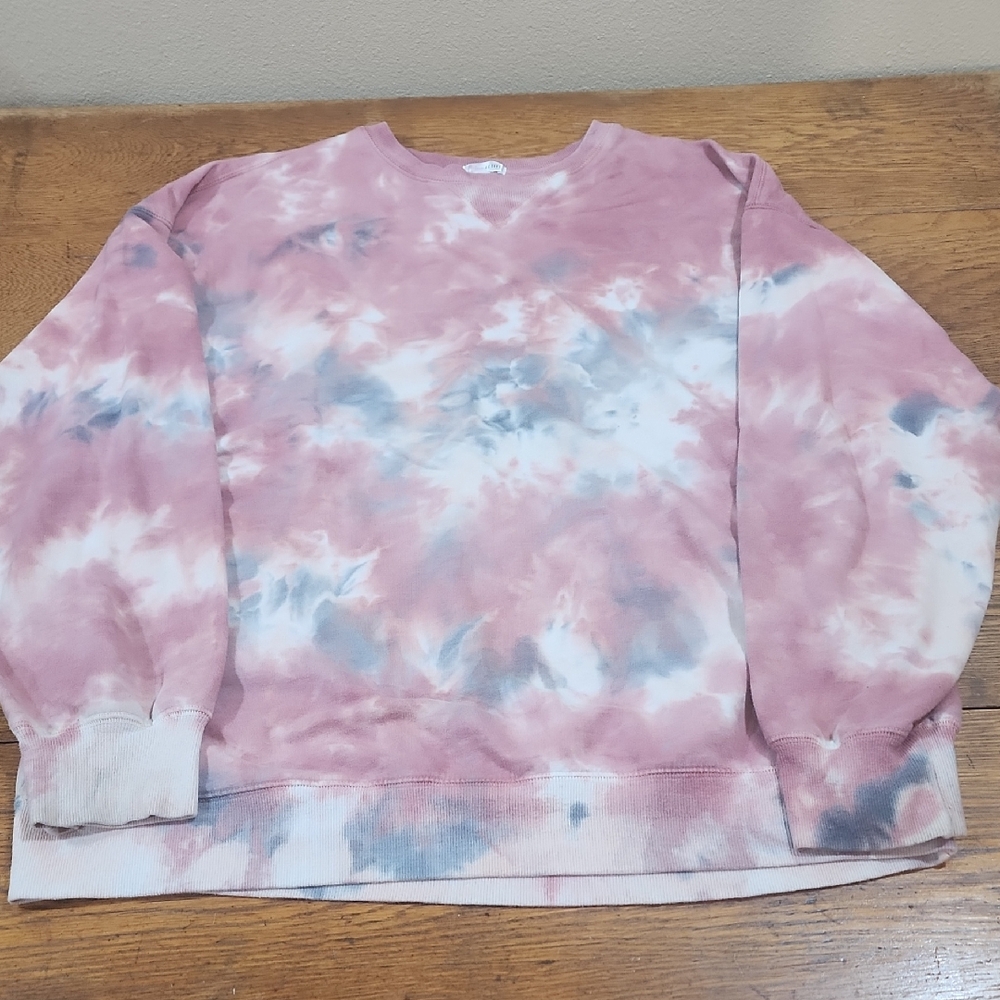 Flirtitude Pink And Blue Tie Dye Long Sleeve Sweatshirt Small